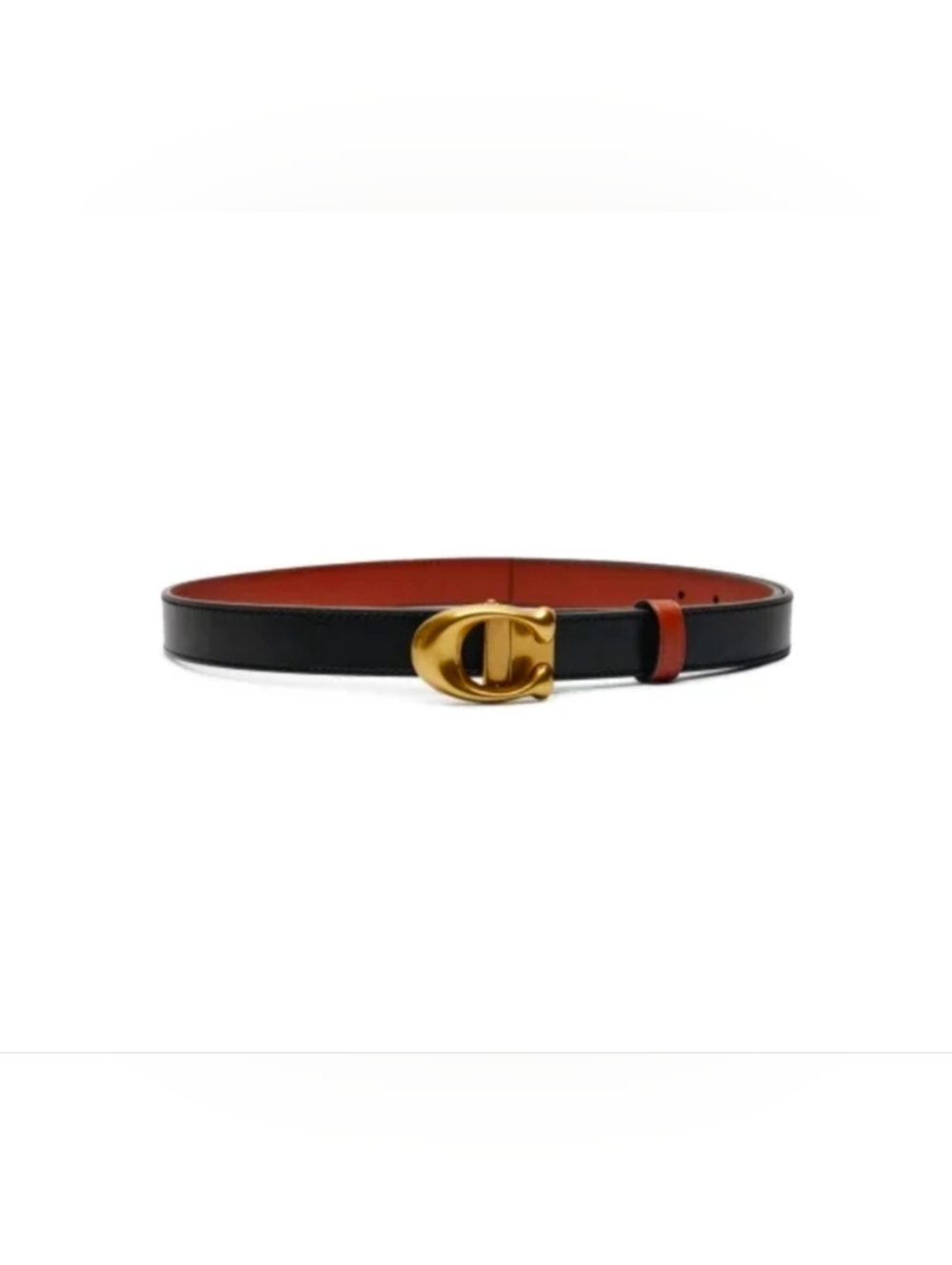 Coach Black and Red Leather Belt with Gold 'C' Buckle - Picture 7 of 16
